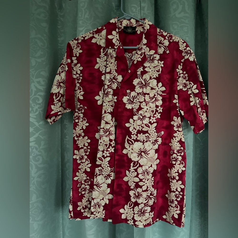 Royal Creations L Red/White Aloha shirt